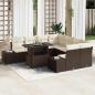 Preview: ARDEBO.de - 9-teiliges Garten Sofa Set mit Kissen Braun Poly Rattan