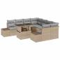 Preview: Gartensofa-set mit Kissen 9 pcs Beige und Hellgrau Poly-Rattan