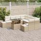 Preview: 9-teiliges Garten Sofa Set mit Kissen Beige Poly Rattan