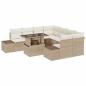 Preview: 9-teiliges Garten Sofa Set mit Kissen Beige Poly Rattan