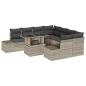 Preview: 9-teiliges Garten Sofa Set mit Kissen in Hellgrau aus Poly Rattan