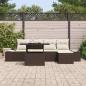 Preview: 6-teiliges Garten Sofa Set mit Kissen Braun Poly Rattan