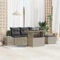 Preview: ARDEBO.de - 6-teiliges Garten-Sofa-Set mit Kissen in Hellgrau aus Poly-Rattan