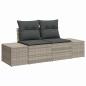 Preview: 6-teiliges Garten-Sofa-Set mit Kissen in Hellgrau aus Poly-Rattan