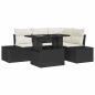 Preview: 5-teiliges Garten-Sofa-Set mit Kissen Schwarz Poly-Rattan