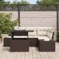 Preview: 5-teiliges Garten Sofa Set mit Kissen Braun Poly Rattan