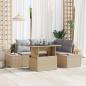 Preview: ARDEBO.de - 5-teiliges Garten Sofa Set mit Kissen Beige Poly Rattan