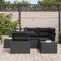 Preview: 5-teiliges Garten Sofa Set mit Kissen Schwarz Poly Rattan