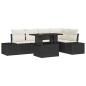Preview: 6-teiliges Garten Sofa Set mit Kissen Schwarz Poly Rattan