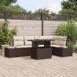 Preview: ARDEBO.de - 6-teiliges Garten-Sofa-Set mit Kissen Braun Poly-Rattan