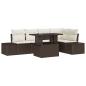 Preview: 6-teiliges Garten-Sofa-Set mit Kissen Braun Poly-Rattan