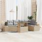 Preview: ARDEBO.de - 6-teiliges Garten-Sofa-Set mit Kissen Beige Poly Rattan