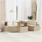 Preview: ARDEBO.de - 6-teiliges Garten Sofa Set mit Kissen Beige Poly Rattan