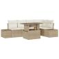 Preview: 6-teiliges Garten Sofa Set mit Kissen Beige Poly Rattan