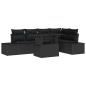 Preview: 6-teiliges Garten-Sofa-Set mit Kissen aus grauem Poly-Rattan