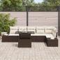 Preview: 7-teiliges Garten-Sofa-Set mit Kissen aus braunem Poly-Rattan