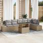 Preview: ARDEBO.de - 7-teiliges Garten Sofaset mit Kissen Beige Poly Rattan