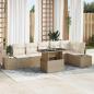 Preview: ARDEBO.de - 7-teiliges Garten Sofa Set mit Kissen Beige Poly Rattan