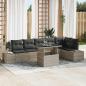 Preview: ARDEBO.de - Gartensofa-set mit Kissen 7 pcs Hellgrau Poly-Rattan