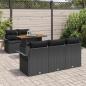 Preview: 6-teiliges Garten Sofa Set mit Kissen Schwarz Poly Rattan Akazie