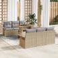 Preview: ARDEBO.de - 7-teiliges Garten-Sofa-Set mit Kissen Beige Poly Rattan Akazie