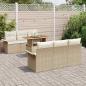 Preview: 7-teiliges Garten-Sofa-Set mit Kissen Beige Poly Rattan Akazie