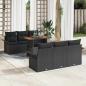 Preview: ARDEBO.de - 7-teiliges Garten Sofa Set mit Kissen Schwarz Poly Rattan Akazie
