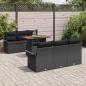 Preview: 7-teiliges Garten Sofa Set mit Kissen Schwarz Poly Rattan Akazie