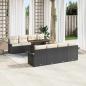 Preview: ARDEBO.de - 9-teiliges Garten Sofa Set mit Kissen Schwarz Poly Rattan Akazie