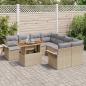 Preview: 9-teiliges Garten-Sofa-Set mit Kissen Beige Poly Rattan Akazie