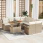 Preview: ARDEBO.de - 9-teiliges Garten Sofa Set mit Kissen Beige Poly Rattan Akazie