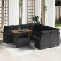 Preview: ARDEBO.de - 9-teiliges Garten Sofa Set mit Kissen Schwarz Poly Rattan Akazie