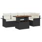 Preview: 6-teiliges Garten Essset mit Kissen Schwarz Poly Rattan Akazie