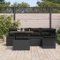 Preview: 6-teiliges Garten Esstisch Set mit Kissen Schwarz Poly Rattan Akazie