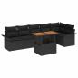 Preview: 7-teiliges Garten Essset mit Kissen Schwarz Poly Rattan Akazie