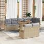 Preview: ARDEBO.de - 9-teilige Garten Esstischgruppe mit Kissen Beige Poly Rattan Akazie