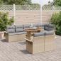 Preview: 9-teilige Garten Esstischgruppe mit Kissen Beige Poly Rattan Akazie
