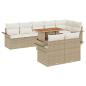 Preview: 9-teilige Garten Essgruppe mit Kissen Beige Poly Rattan Akazie