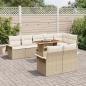 Preview: 9-teilige Garten Essgruppe mit Kissen Beige Poly Rattan Akazie