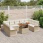 Preview: 10-teilige Garten Essgruppe mit Kissen Beige Poly Rattan Akazie
