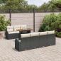 Preview: 8-teiliges Garten-Ess-Set mit Kissen Schwarz Poly-Rattan Akazie