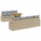 Preview: 8-teiliges Garten Esstischset mit Kissen Beige Poly Rattan Akazie