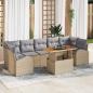 Preview: ARDEBO.de - 8-teiliges Garten Esszimmer Set mit Kissen Beige Poly Rattan Akazie
