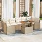 Preview: ARDEBO.de - 8-teiliges Garten Esstisch Set mit Kissen Beige Poly Rattan Akazie