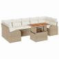Preview: 8-teiliges Garten Esstisch Set mit Kissen Beige Poly Rattan Akazie
