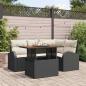Preview: ARDEBO.de - 5-teiliges Garten Esszimmer Set mit Kissen Schwarz Poly Rattan Akazie