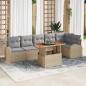 Preview: ARDEBO.de - 7-teiliges Garten Essset mit Kissen Beige Poly Rattan Akazie