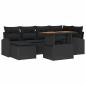 Preview: 7-teiliges Garten Essset mit Kissen Schwarz Poly Rattan Akazie