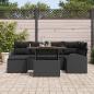 Preview: 7-teiliges Garten Essset mit Kissen Schwarz Poly Rattan Akazie