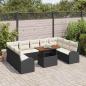 Preview: 10-teiliges Gartentischset mit Kissen Schwarz Poly Rattan Akazie